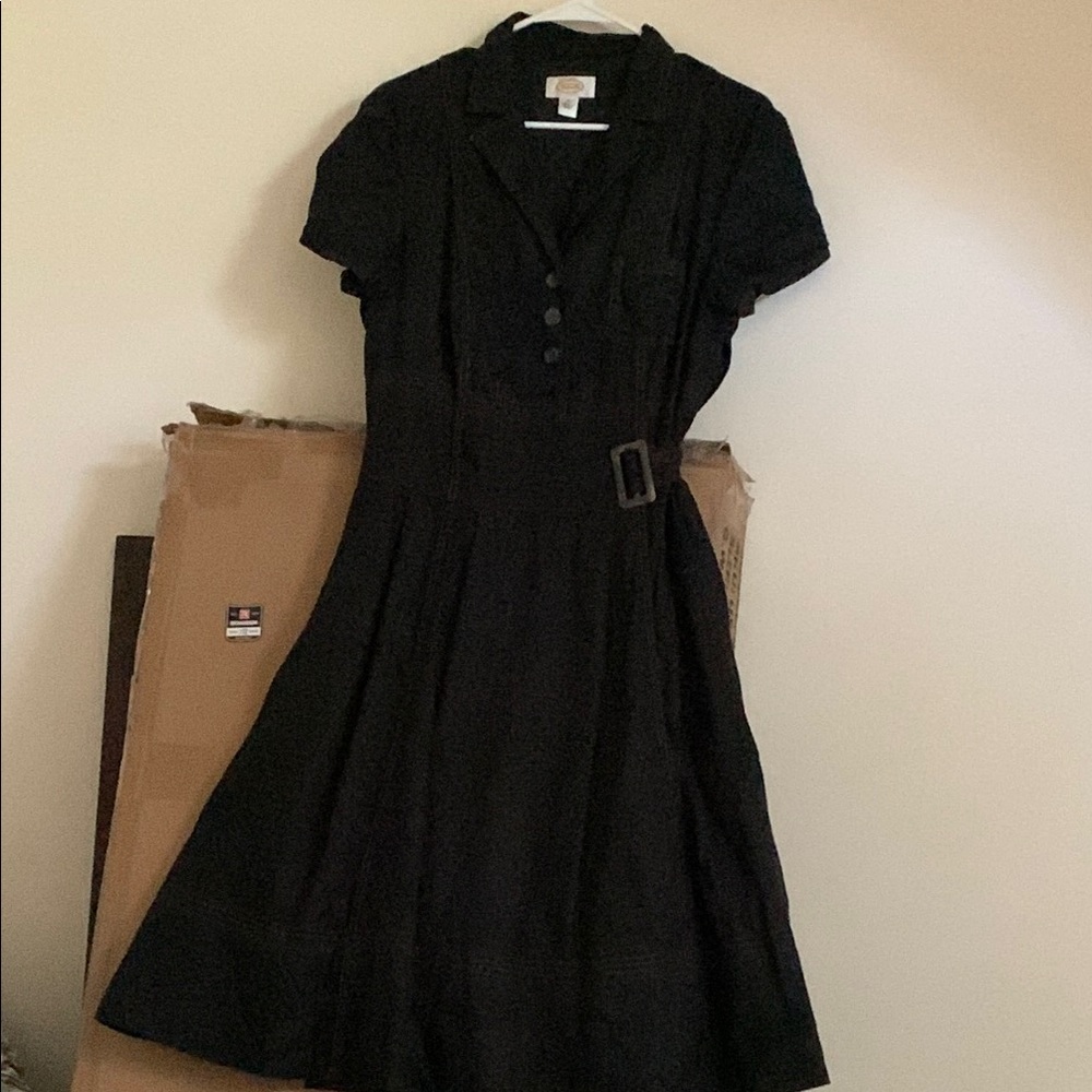 Talbots Black Buttoned A-Line Dress